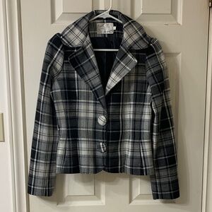 🌷3 for$25🌷Dynamite, US 7 (Juniors), White Black & Grey Plaid Lined Blazer